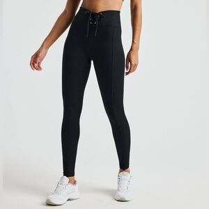 YEAR OF OURS • Ribbed Football Leggings Lace-Up • Black • Small